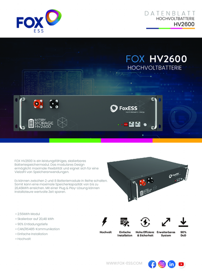 Fox ESS HV2600 2.6kWh HV Batterie V2