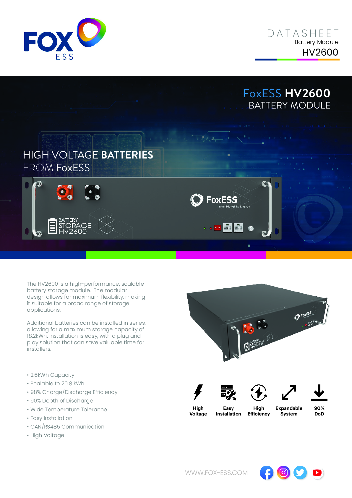 Fox ESS HV2600 2.6kWh HV Batterie V2