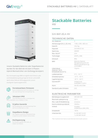 GivEnergy 3.4kWh Hochspannungsbatterie