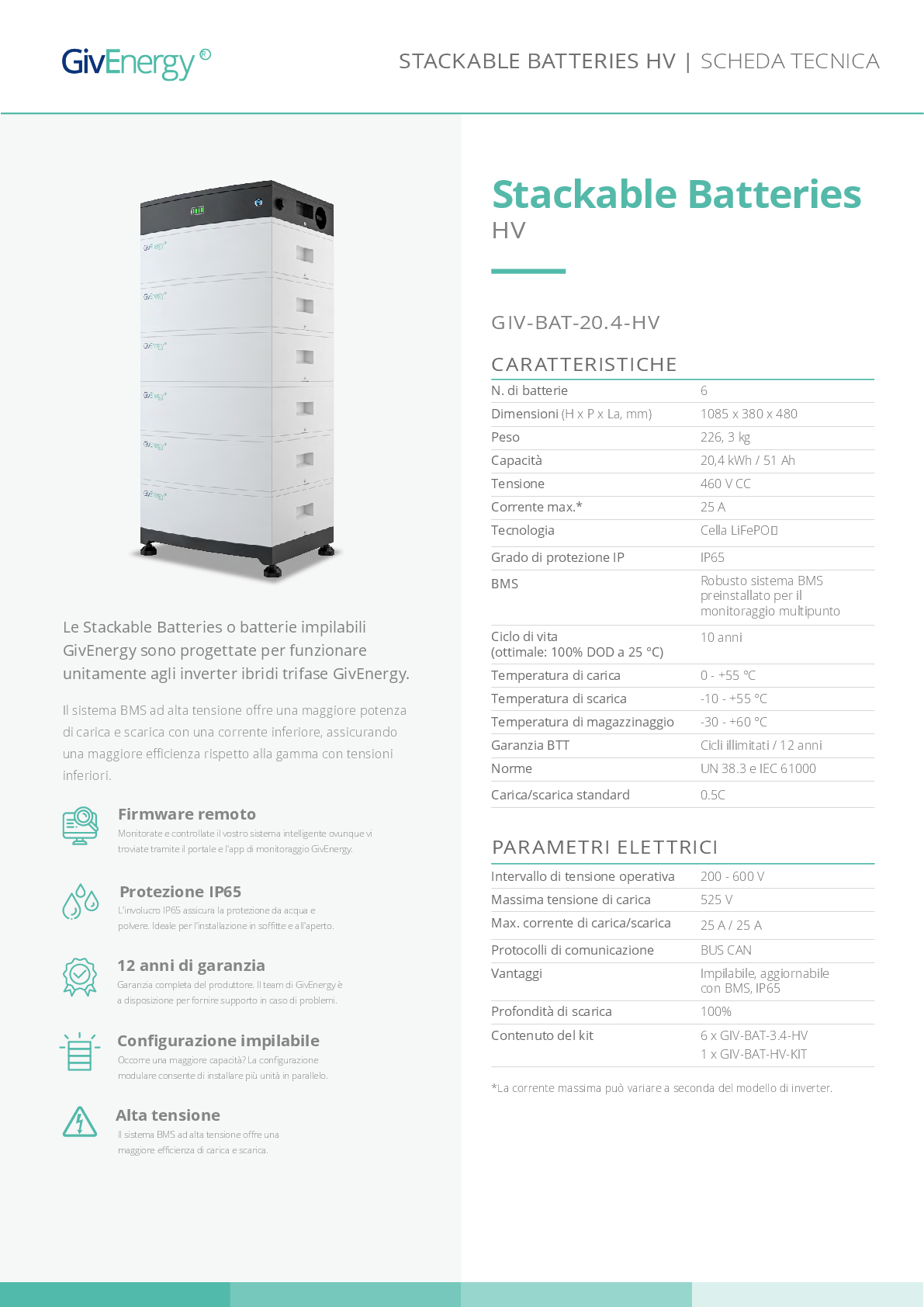 GivEnergy 20.4kWh Hochspannungsbatterie Inkl. BMU + Kabel + Sockel