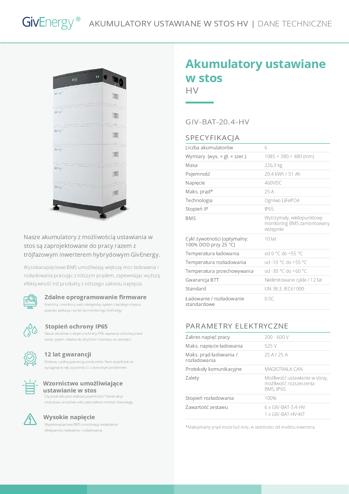 GivEnergy 20.4kWh Hochspannungsbatterie Inkl. BMU + Kabel + Sockel