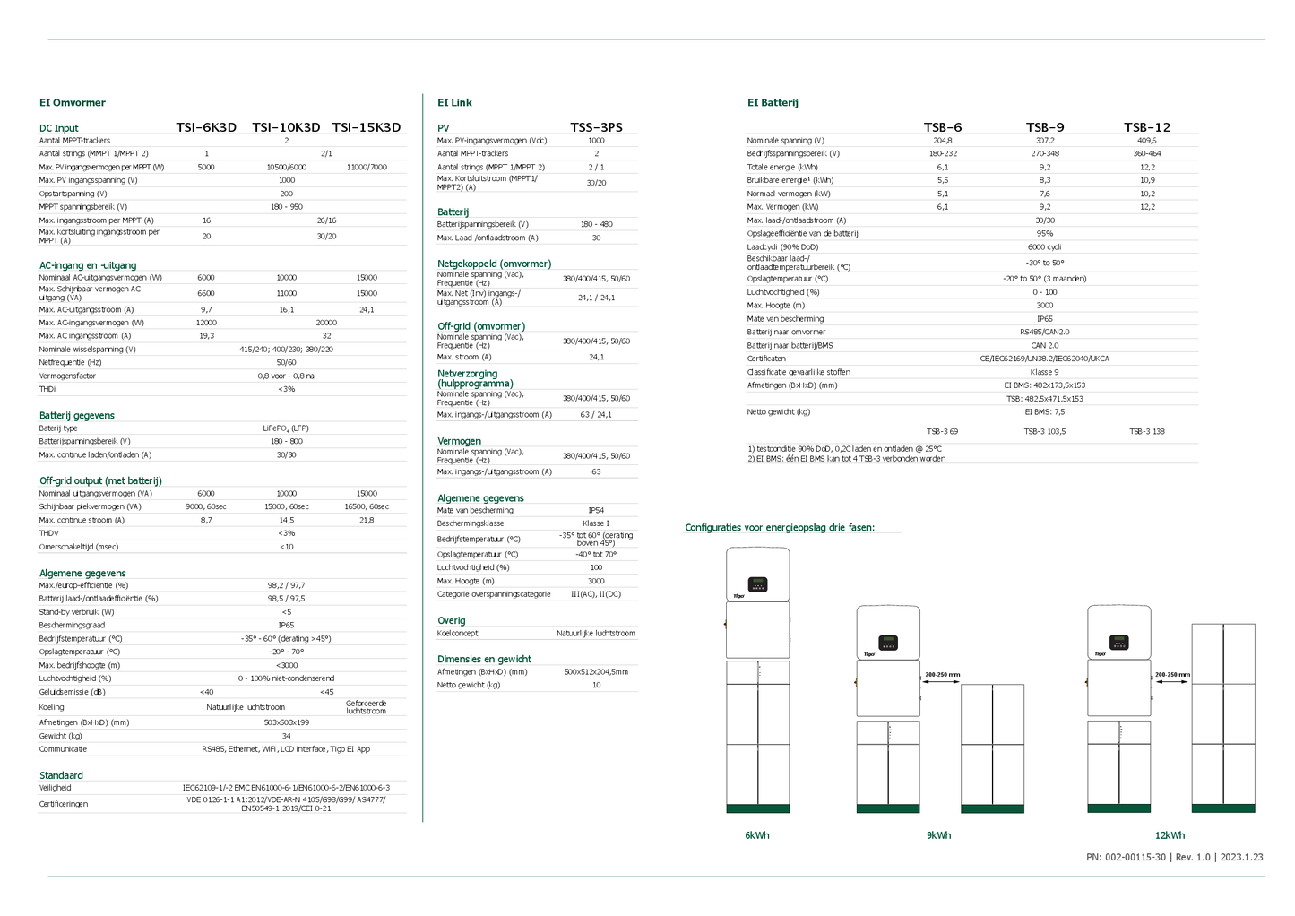 Tigo TSI 15 kW 3ph Hybrid Wechselrichter TSB 12 kWh Batterie Gratis Optimierer