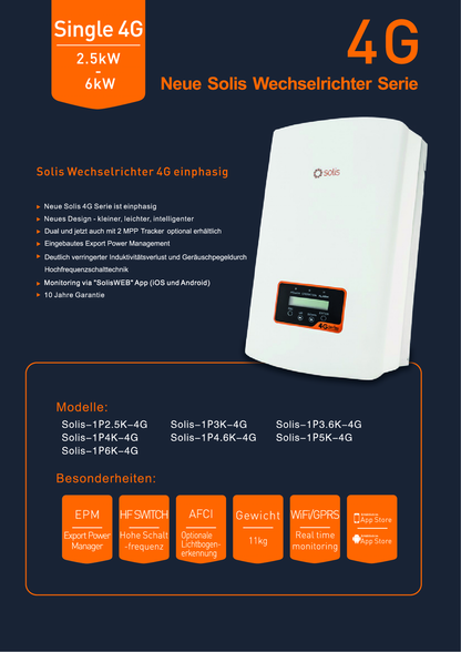 Solis 3.6kW 4G 2MPPT 1ph DC