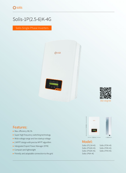 Solis 3.6kW 4G 2MPPT 1ph DC