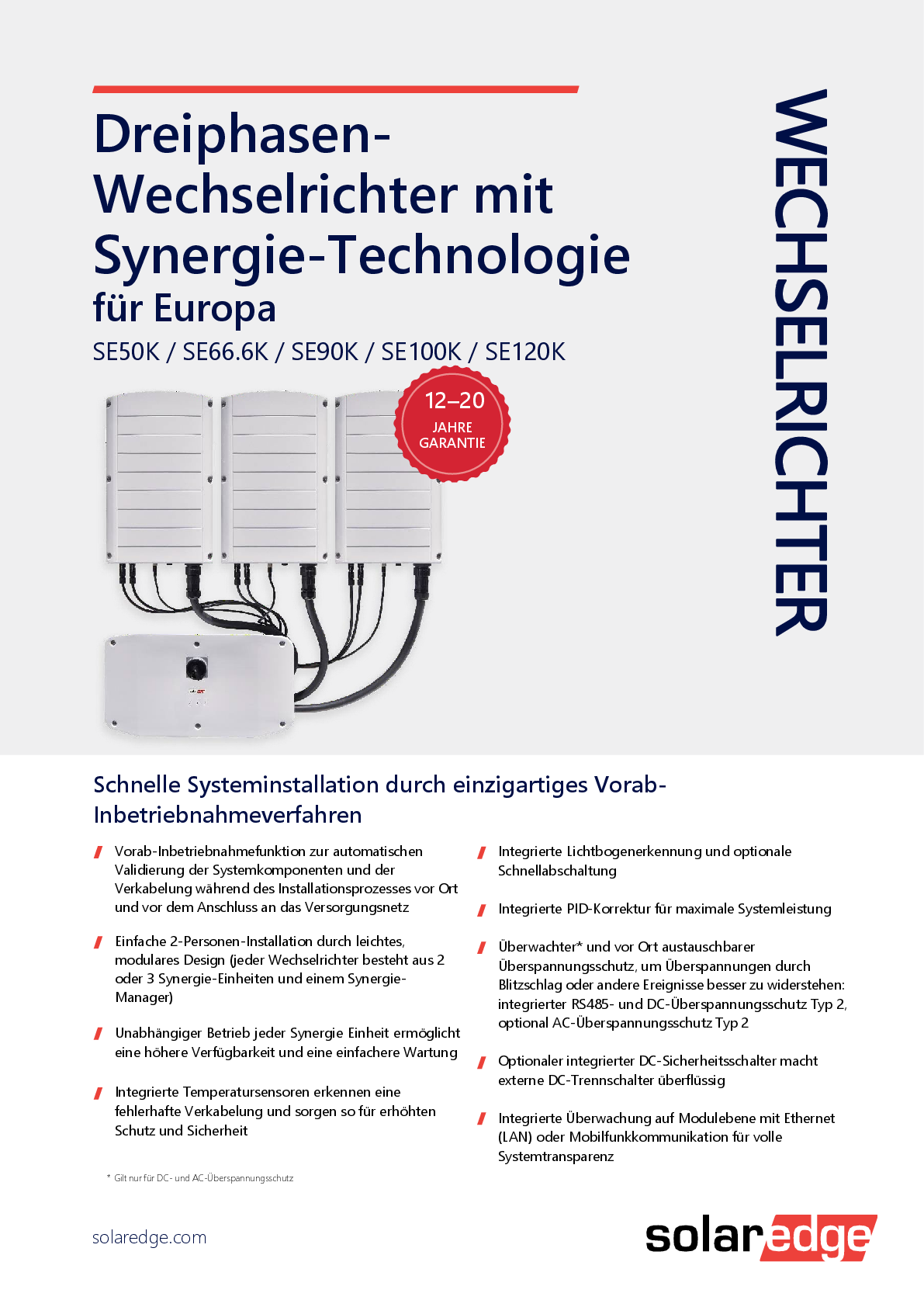 SolarEdge 50kW Synergy Manager SWITCH with DC Switch MC4 DC SPD