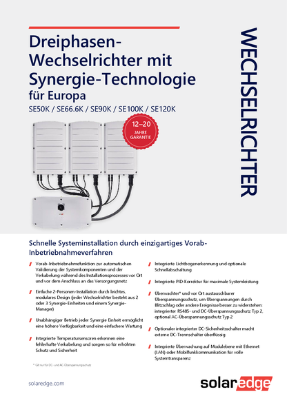 SolarEdge 50kW Synergy Manager SWITCH with DC Switch MC4 DC SPD