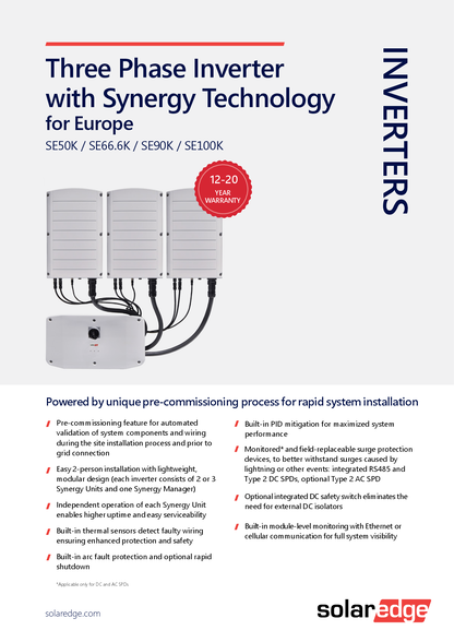 SolarEdge 50kW Synergy Manager SWITCH with DC Switch MC4 DC SPD