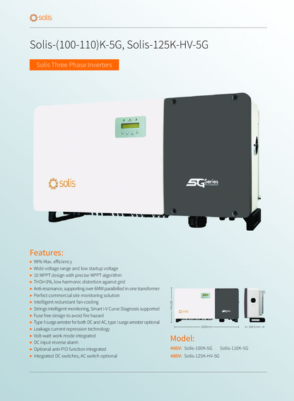 Solis 100kW 5G 3ph 10MPPT – DC