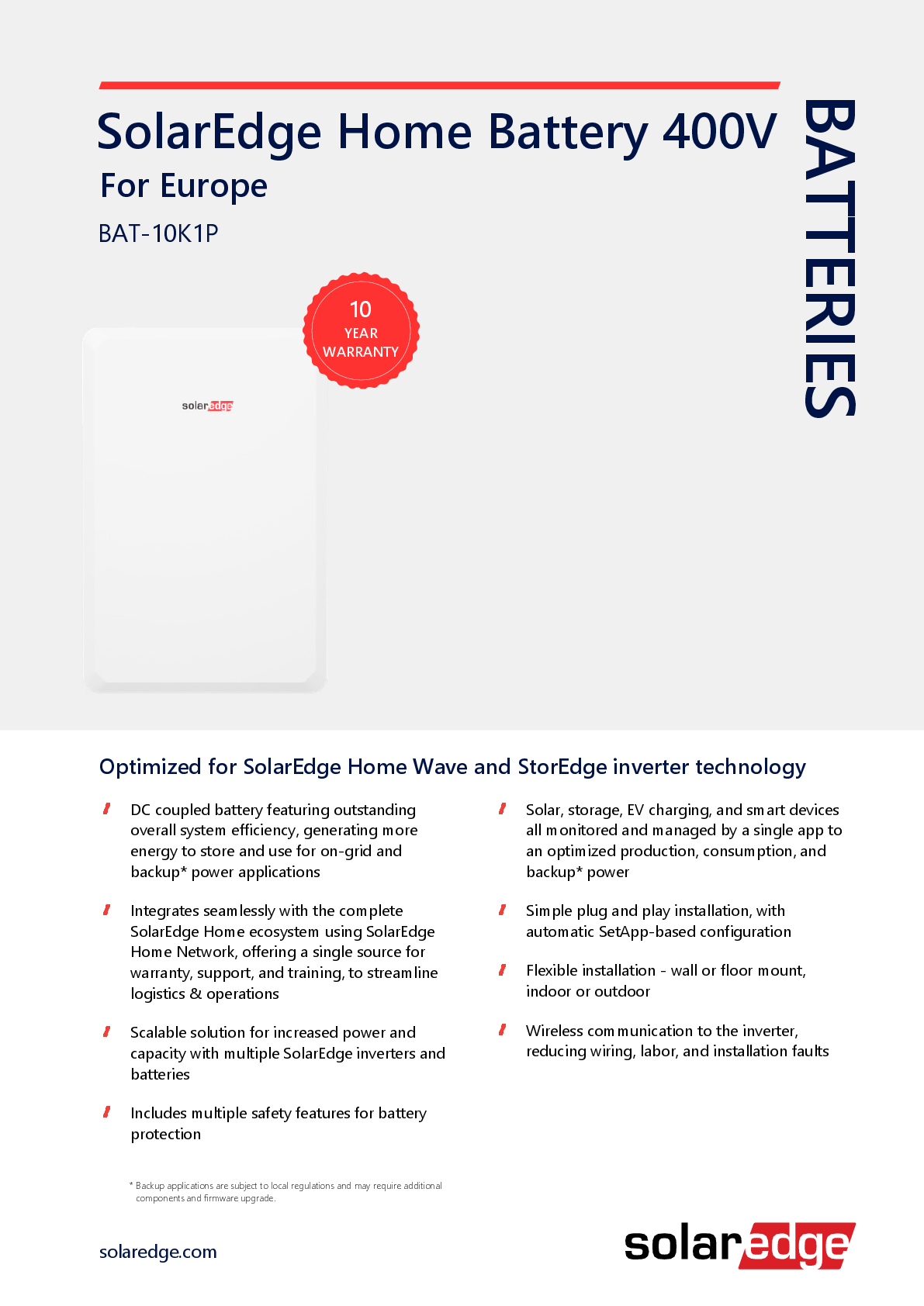 SolarEdge Energy Bank 10kWh Batterie