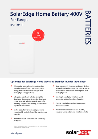 SolarEdge Energy Bank 10kWh Batterie