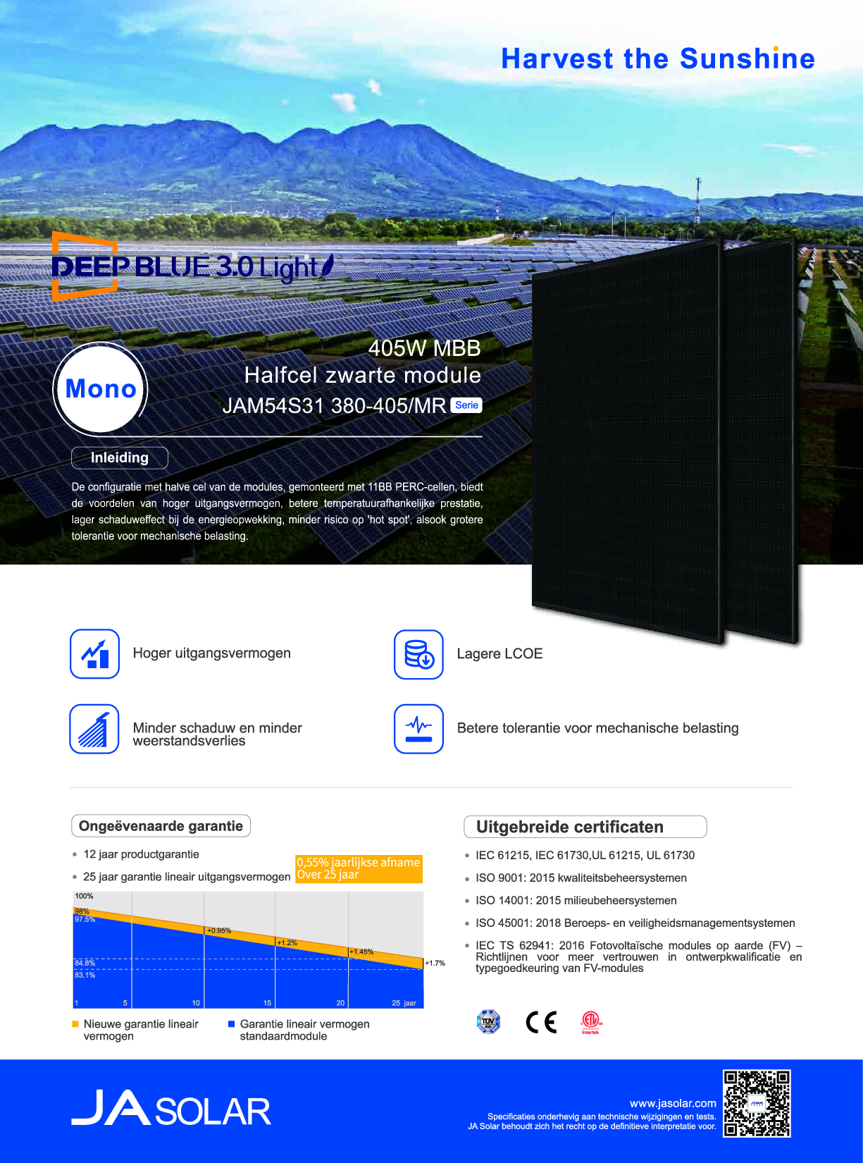 JA Solar PV Modul Solarmodul 415W Mono PERC Halbzellen All Black MC4