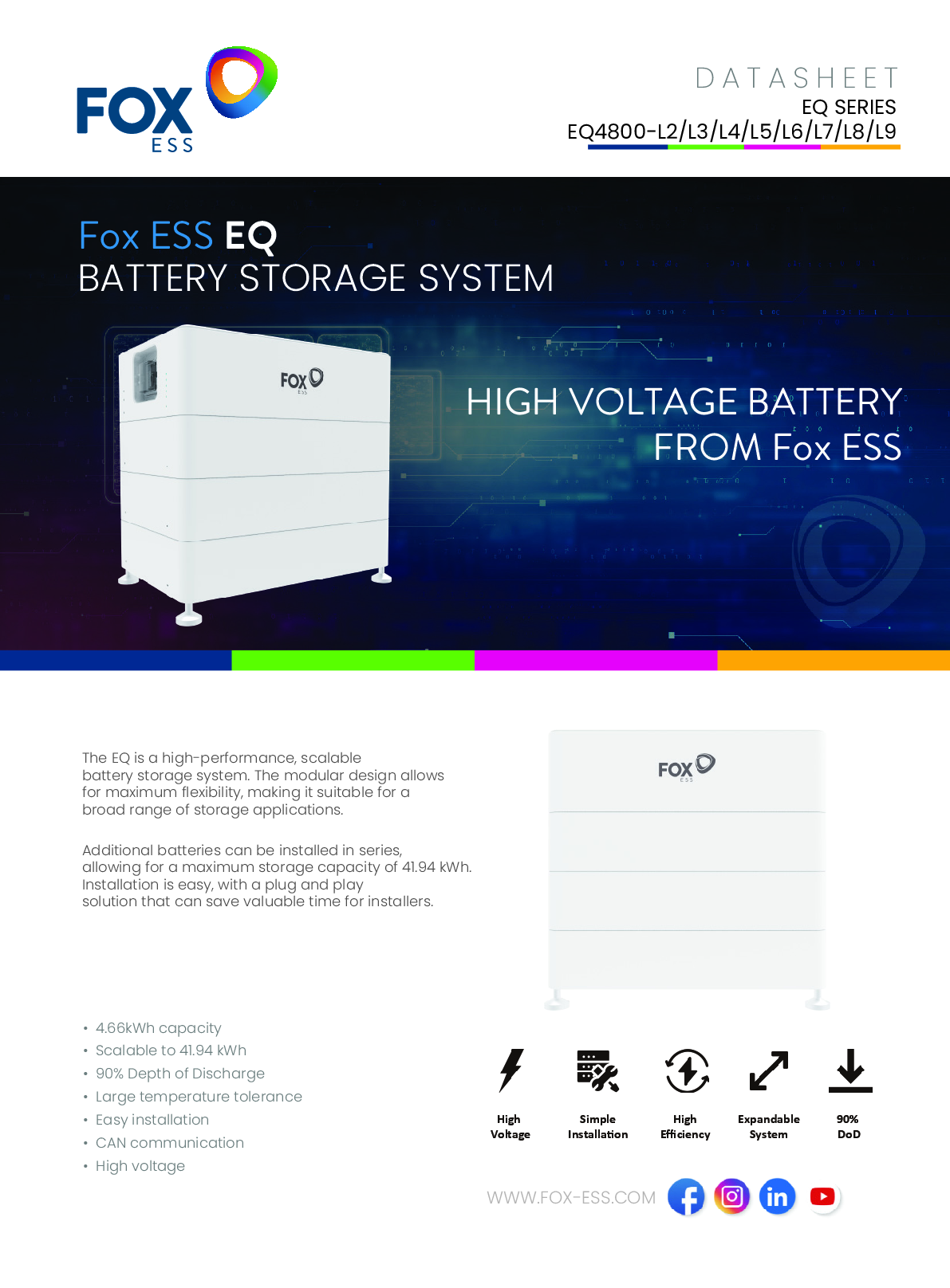 Fox ESS Fox EQ4800 4.66kWh HV Batterie Slave