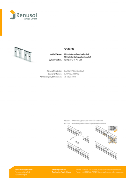 Renusol FS Pro Potenzialausgleichsclip S