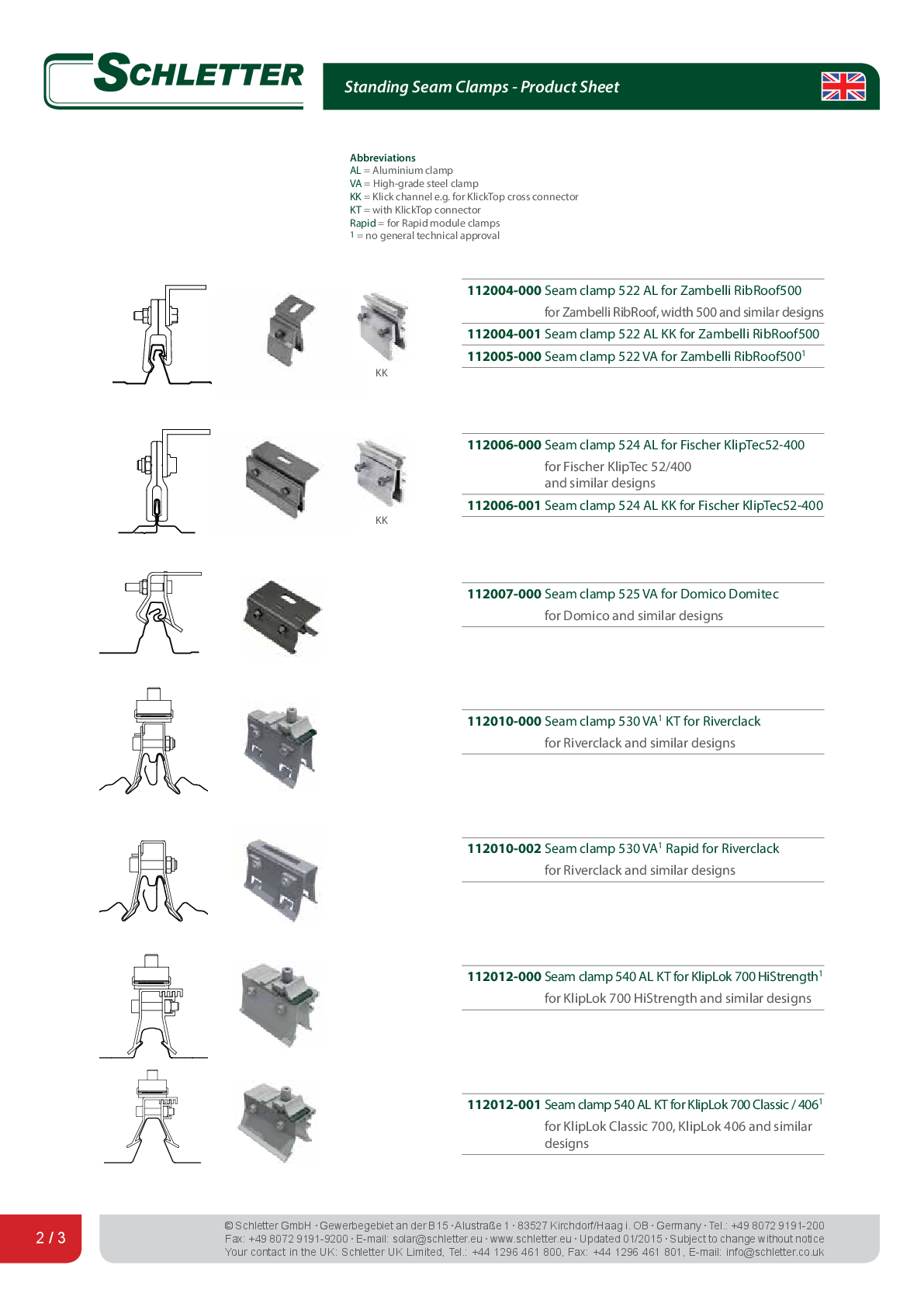 Schletter Standing seam clamp Saddle Clamp 504