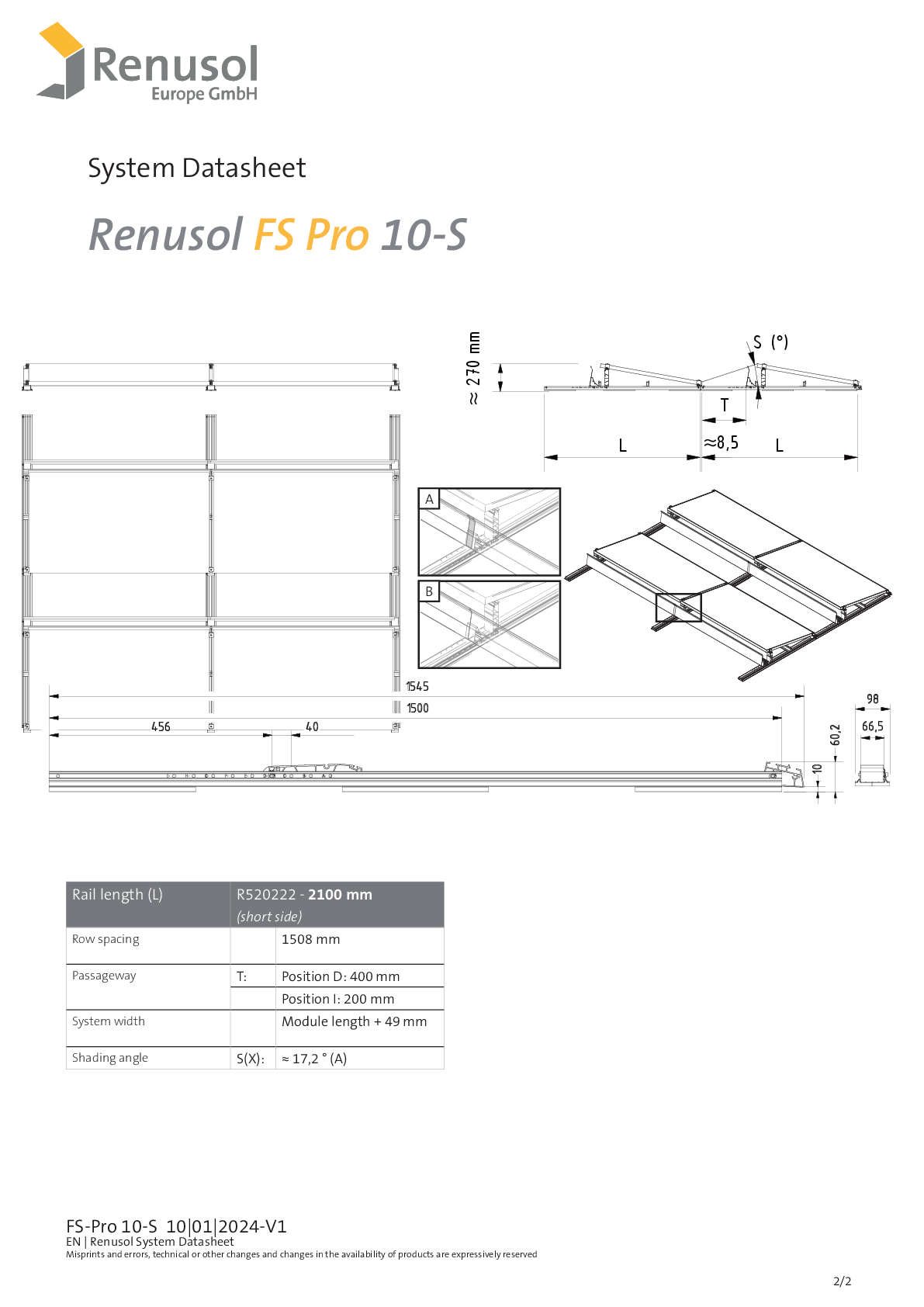 Renusol FS Pro 10 S Traufstütze