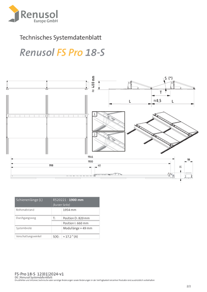 Renusol FS Pro 18 S Streamliner Stütze