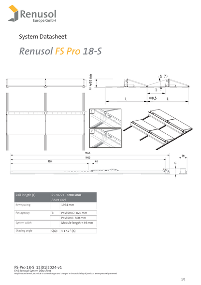 Renusol FS Pro 18 S Streamliner Stütze