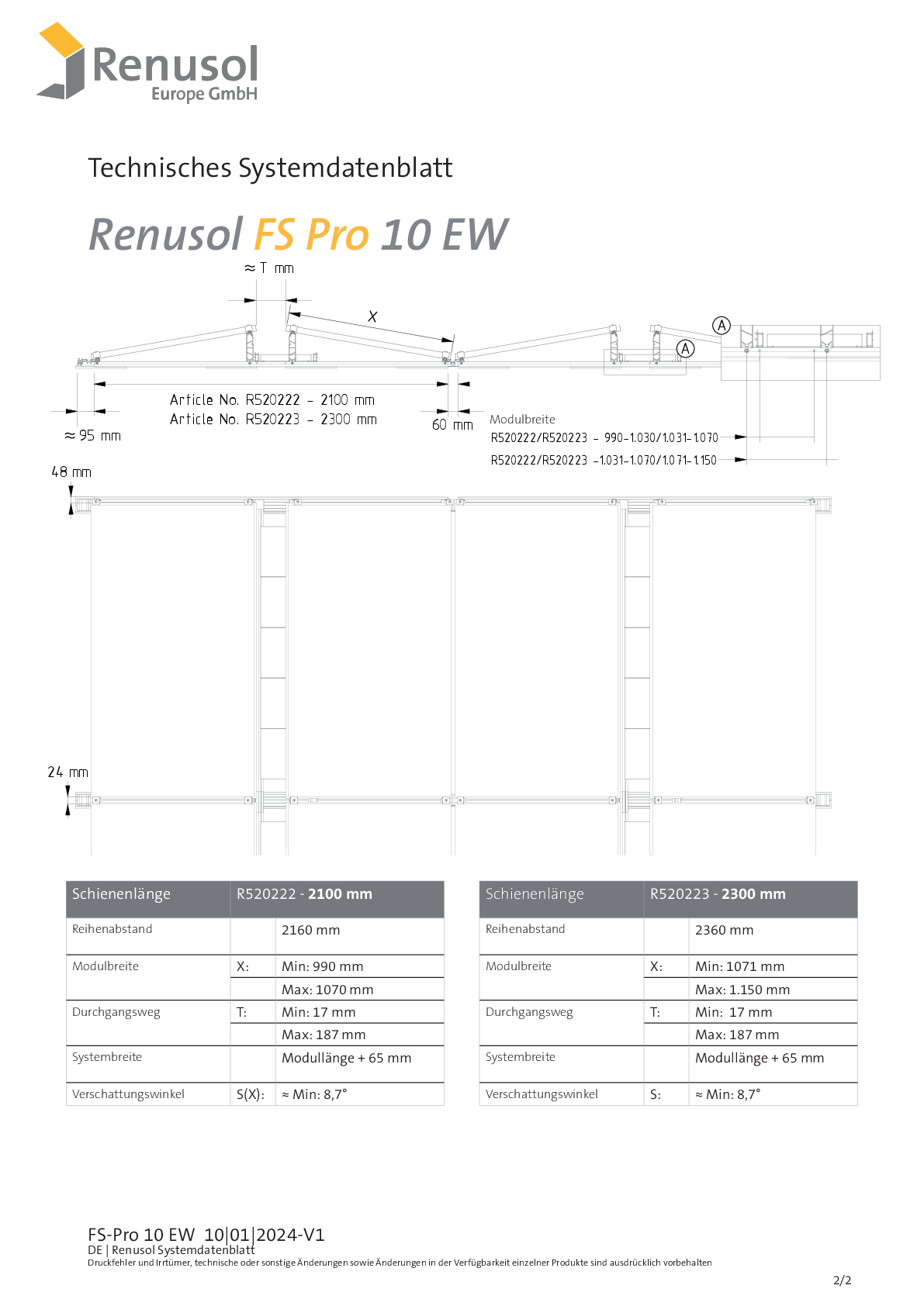 Renusol FS Pro 10 EW Traufstütze