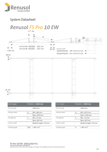 Renusol FS Pro 10 EW Traufstütze