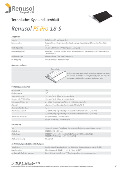 Renusol FS Pro 18 S Streamliner 1900