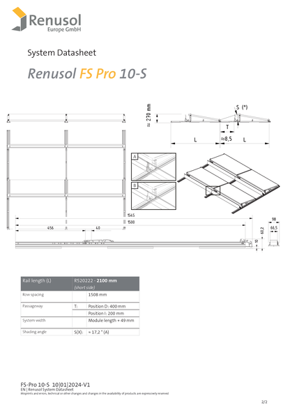 Renusol FS Pro 10 S Schiene 1500 Set