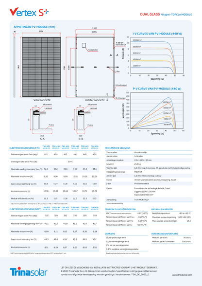 Trina 450W PV Modul Panel Vertex S+ N Type i TOPCon Doppelglas