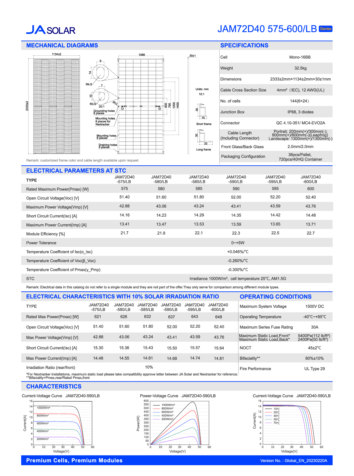 JA Solar PV Modul Panel 595W N Type Bifazial Doppelglas MC4