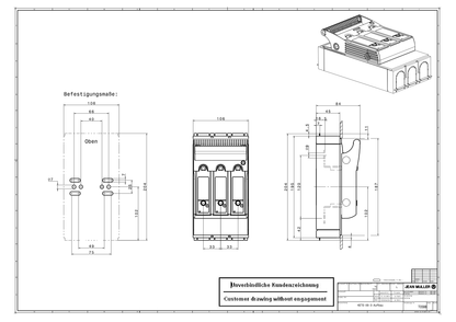 Jean Müller KETO 00 Sicherungshalter Lasttrennschalter 2x 125 A Sicherung