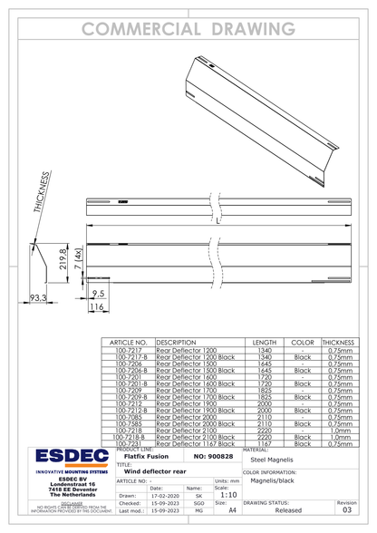 Esdec FlatFix Fusion Windabweiser Heckportrait Schwarz