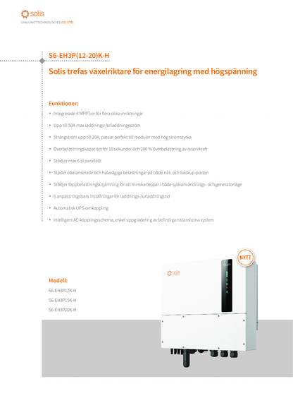 Solis S6 20 kW 3 Phasen HV Hybrid Wechselrichter EH3P 20K