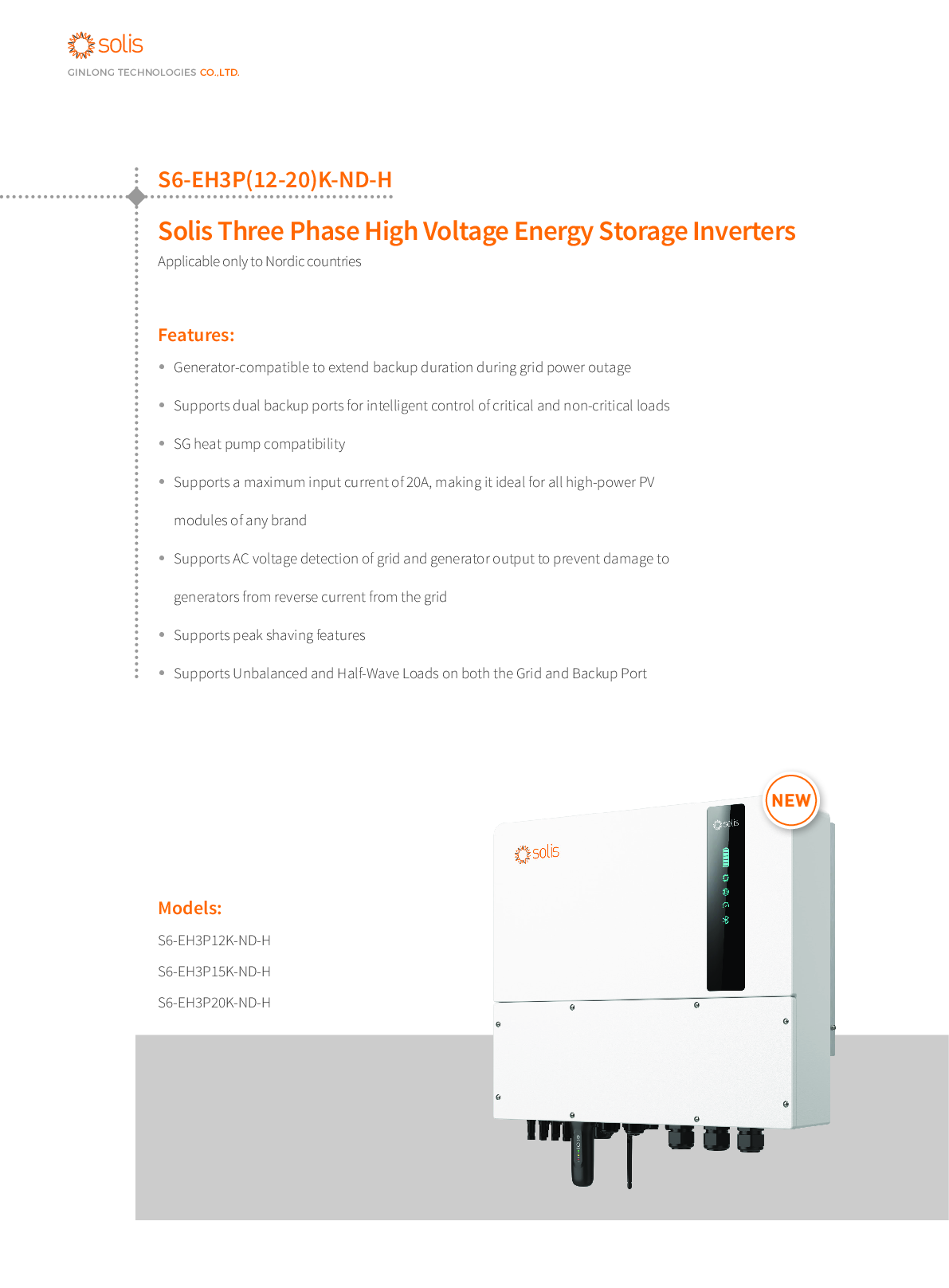 Solis S6 20 kW 3ph HV Hybrid Wechselrichter Kein Display