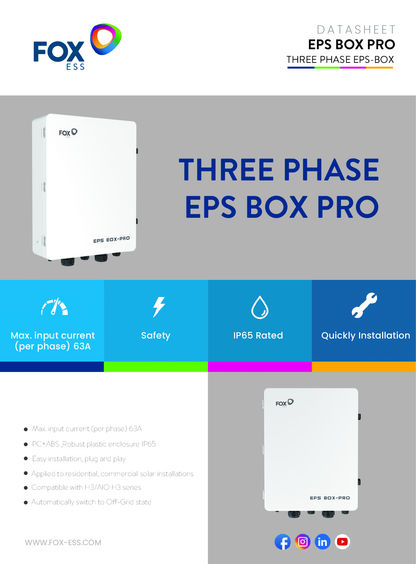 Fox ESS 3 Phasen Backup EPS Box Pro inkl Zähler