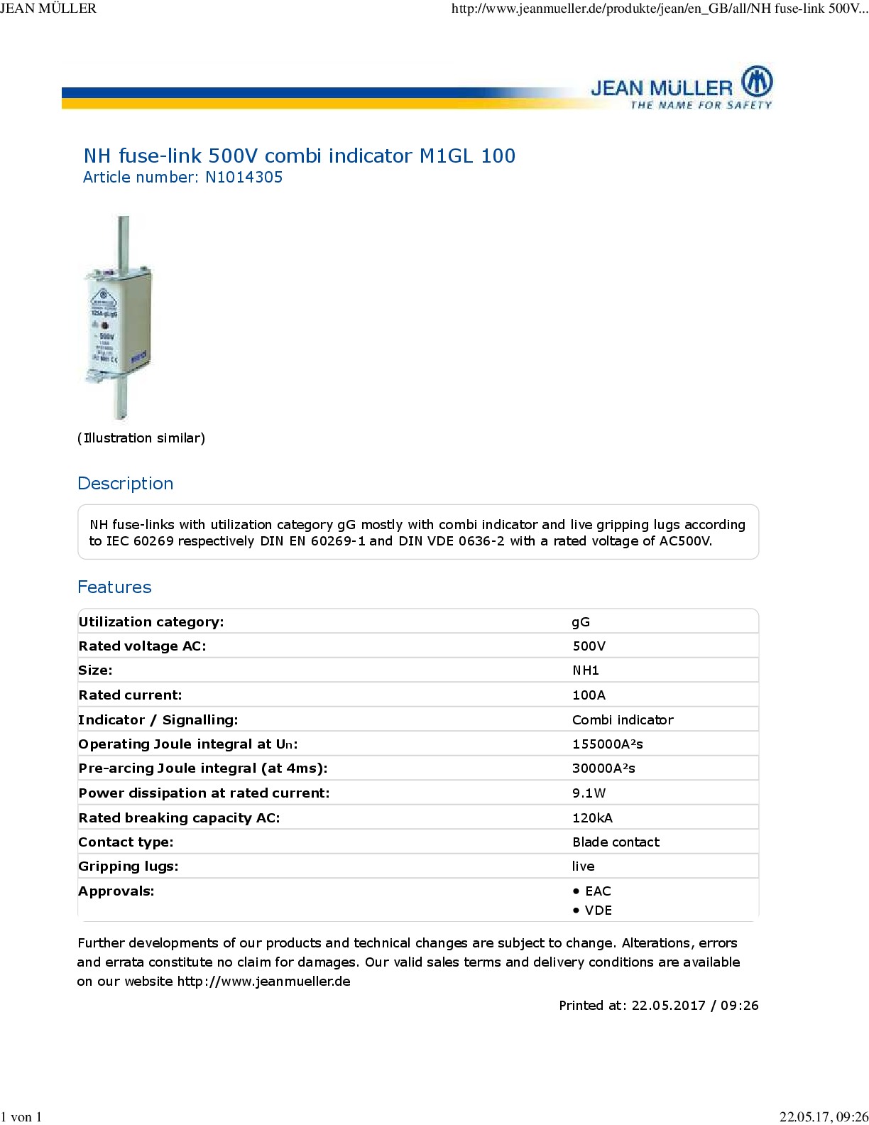 Jean Müller NH Sicherungseinsatz 200 A für KETO 1