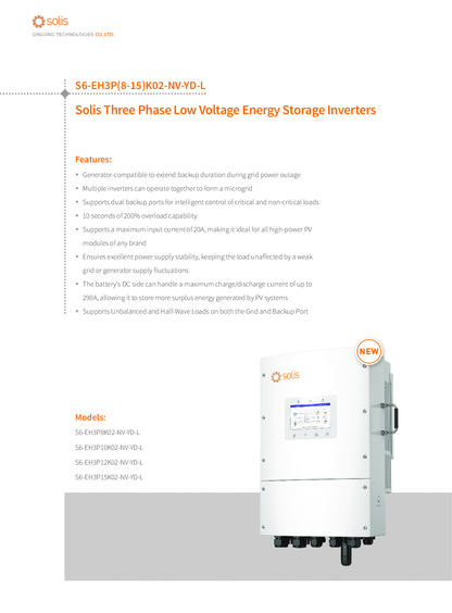 Solis 15kW 3 Phasen Niedervolt Hybrid Wechselrichter EH3P