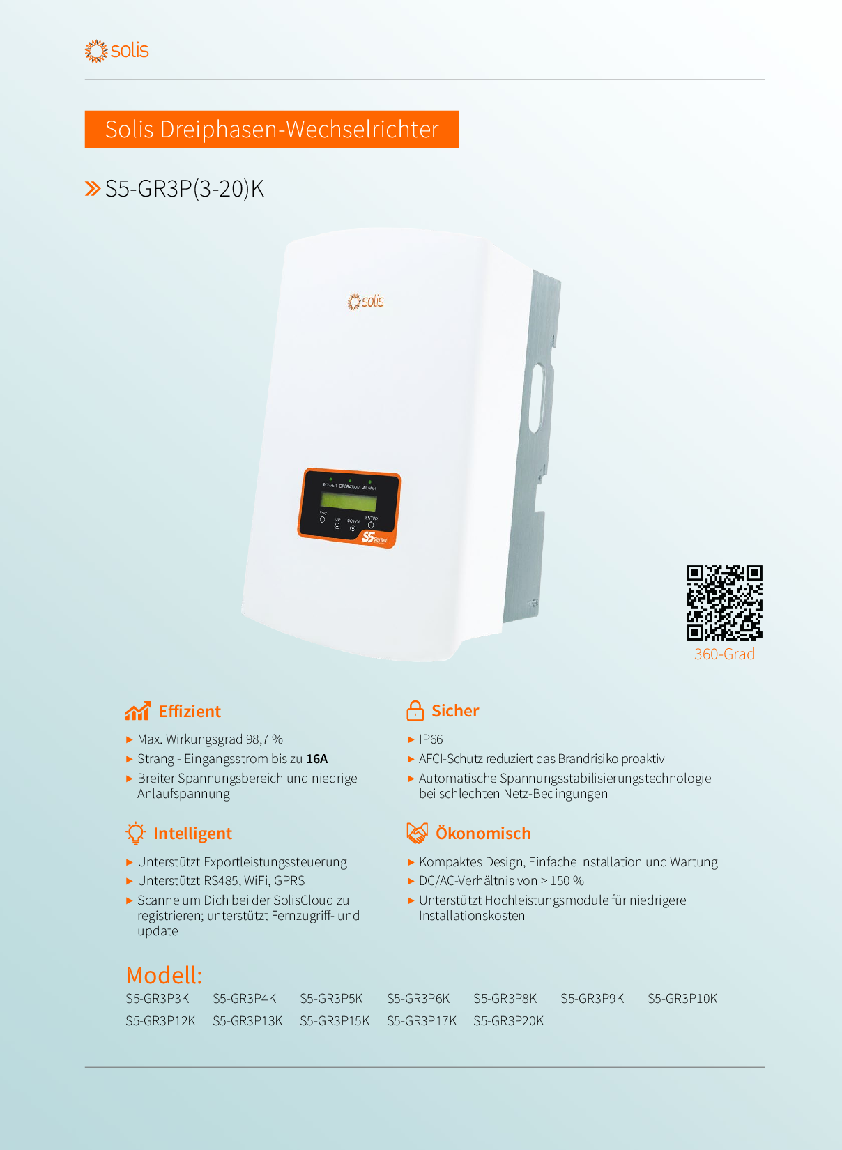 Solis S5 6 kW Wechselrichter 3 Phase 2 MPPT DC GR3P