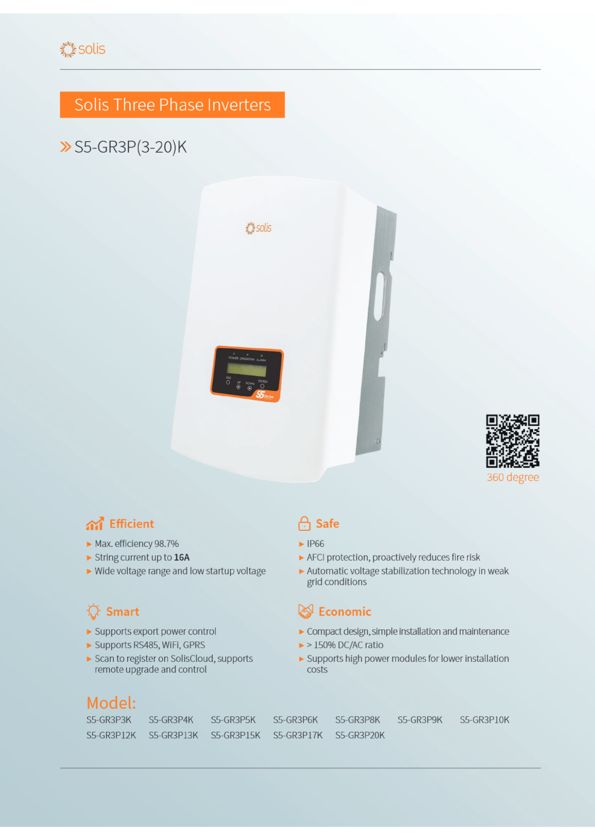 Solis S5 8 kW Wechselrichter 3 Phase 2 MPPT DC GR3P