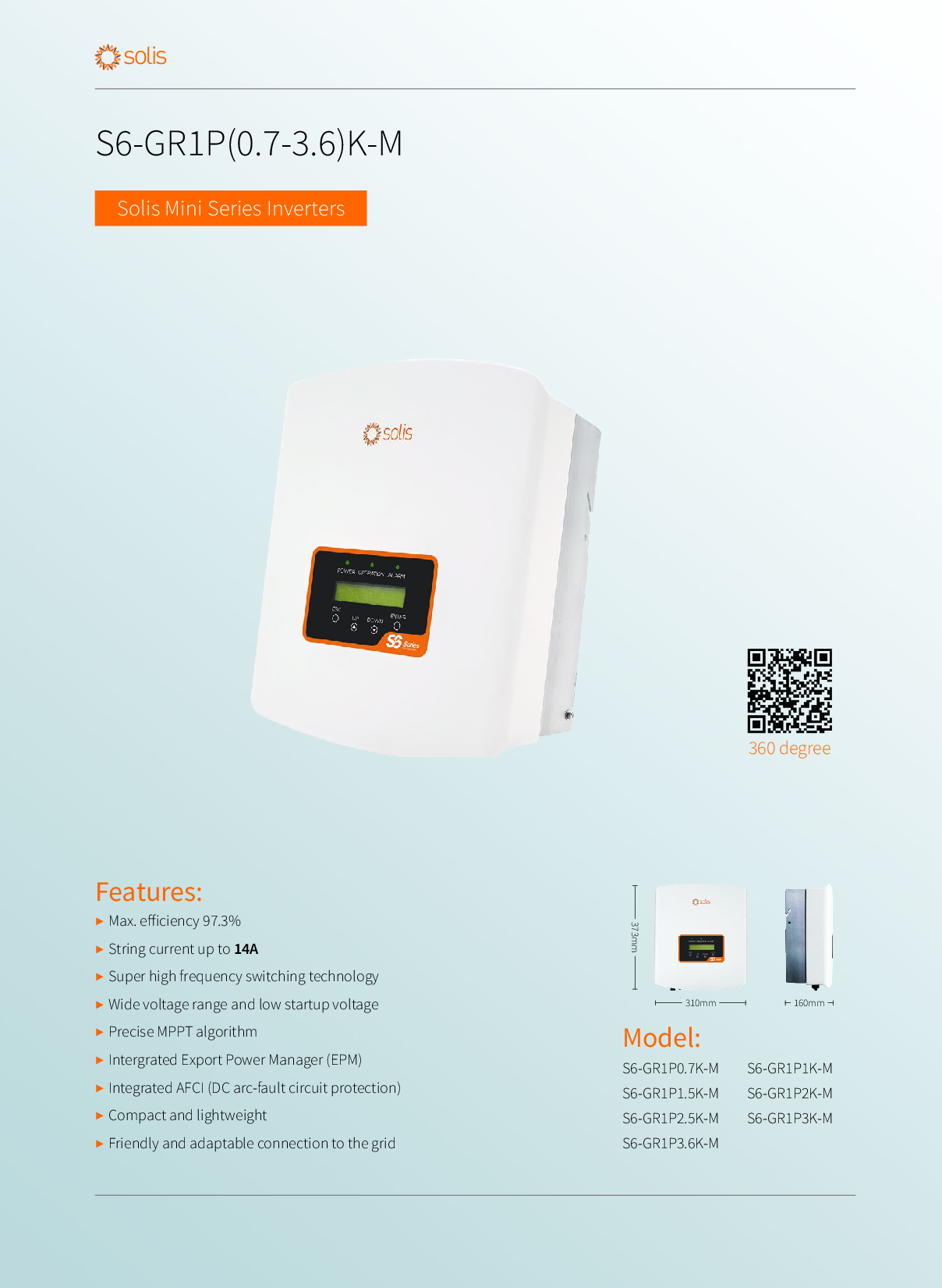 Solis S6 Mini 1,5kW 1MPPT 1ph Wechselrichter mit DC Freischalter