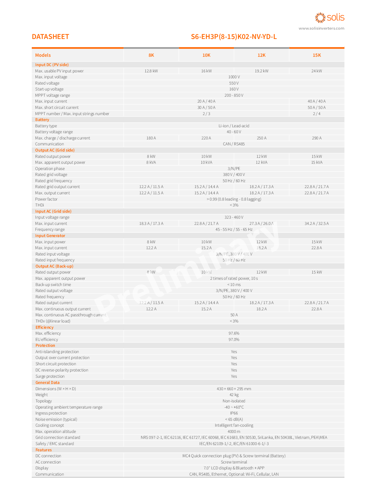 Solis S6 12kW 3 Phasen Niedervolt Hybrid Wechselrichter EH3P