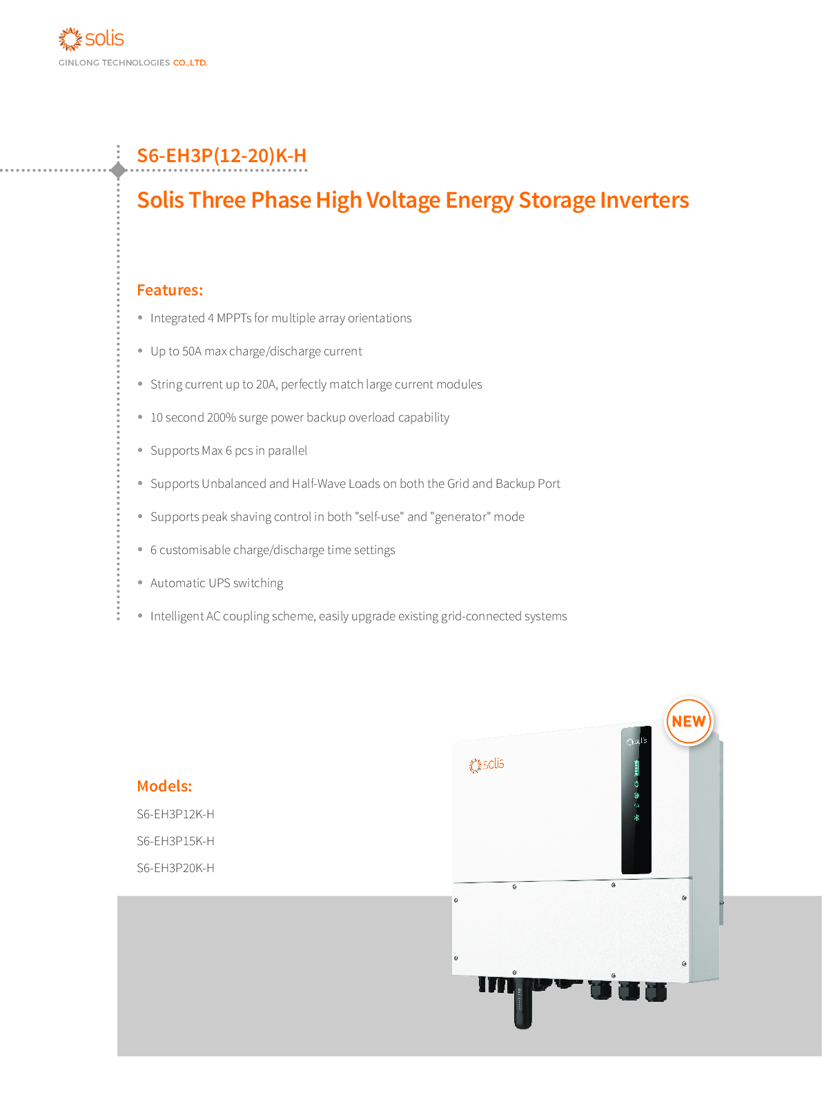 Solis S6 EH3P 12 kW 3 Phasen HV Hybrid Wechselrichter