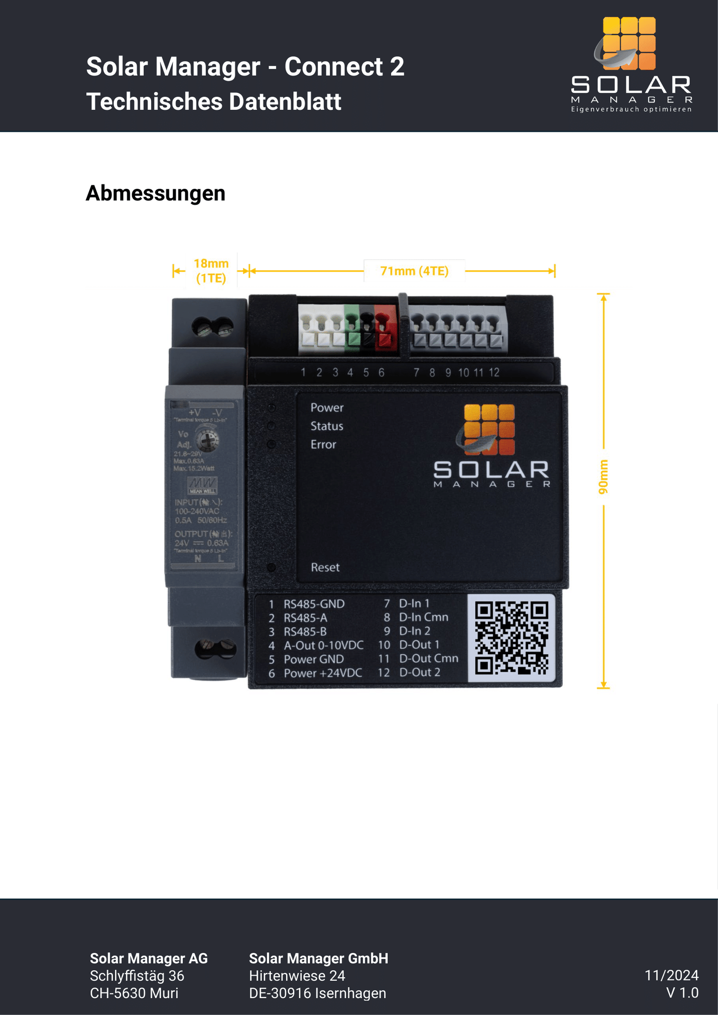 SolarManager Energiemanagement Gateway CONNECT 2 Hutschiene