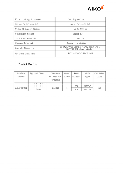 Aiko 01C Stecker für PV Modul Solar Panel