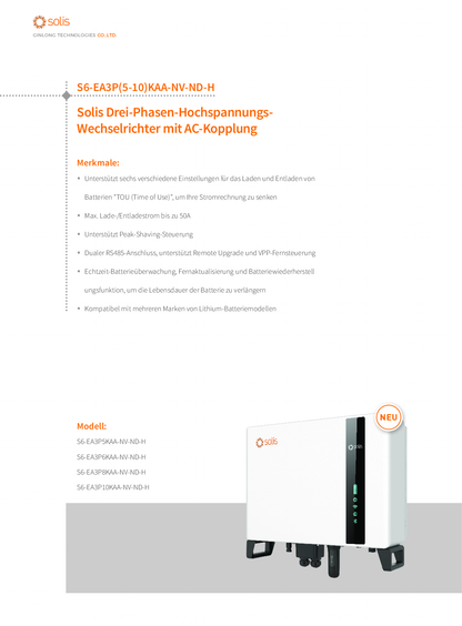 Solis S6 10kW AC gekoppelter Wechselrichter HV