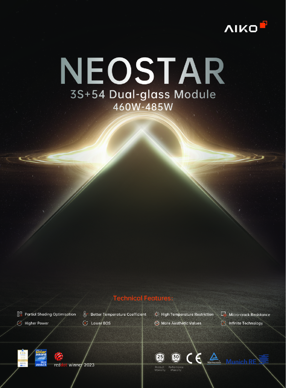 Aiko PV Modul Solar Panel Neostar 3S+ 470W All Black Doppelglas Gen3
