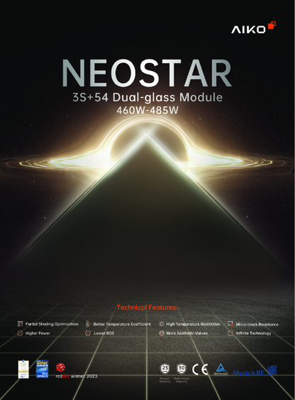 Aiko PV Modul Solar Panel Neostar 3S+ 470W All Black Doppelglas Gen3