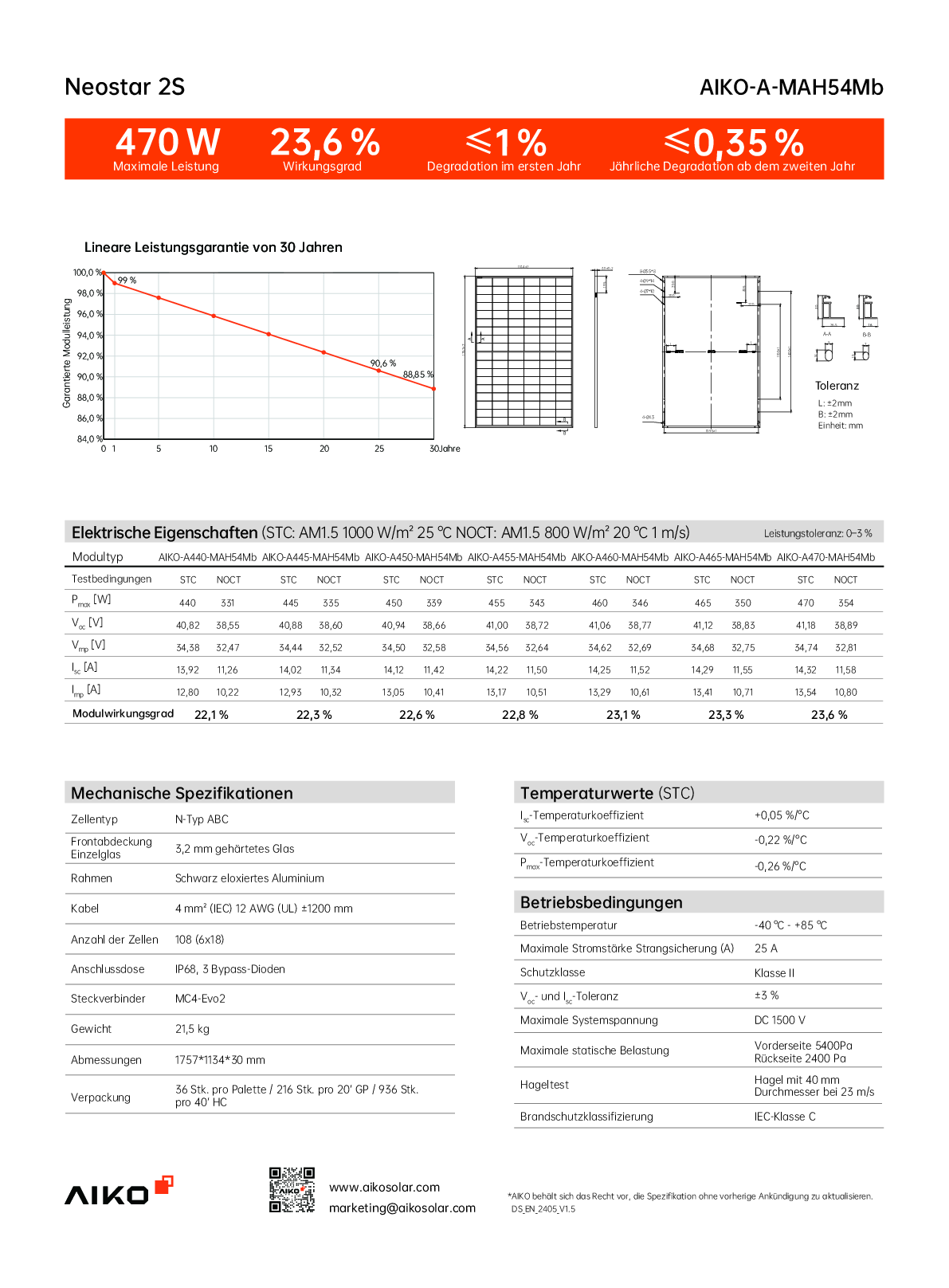 Aiko PV Modul Solar Panel Neostar 2S 465W All Black Gen 2