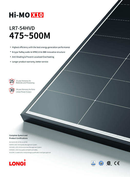 Longi PV Modul Solar Panel 475W Hi MO X10 Explorer HPBC MC4