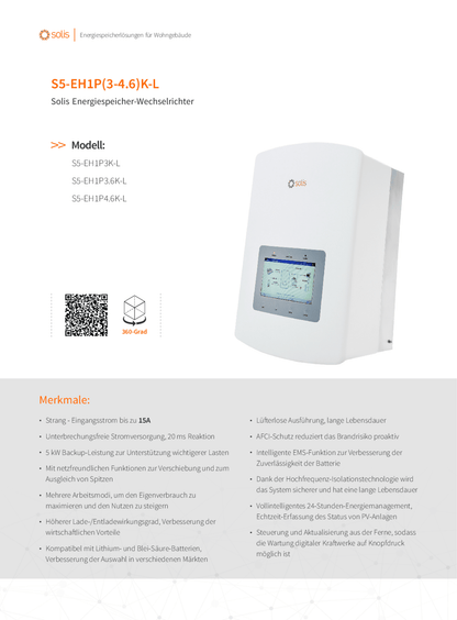 Solis S5 3kW Hybrid Wechselrichter EH1P inkl 3ph Meter