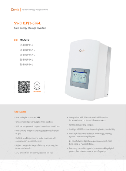 Solis S5 3kW Hybrid Wechselrichter EH1P inkl 3ph Meter