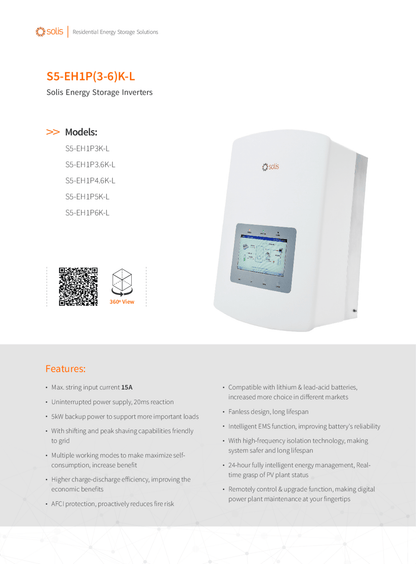 Solis S5 Storage 5kW Hybrid Wechselrichter High Power DC EH1P